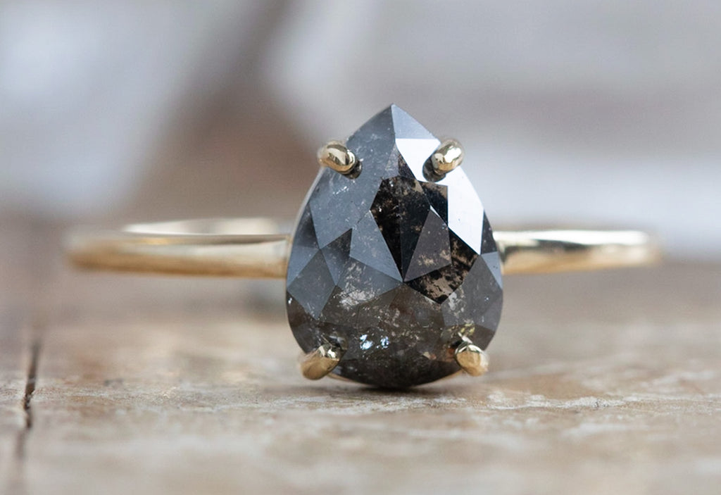 One Of A Kind Rose Cut Black Diamond Engagement Ring