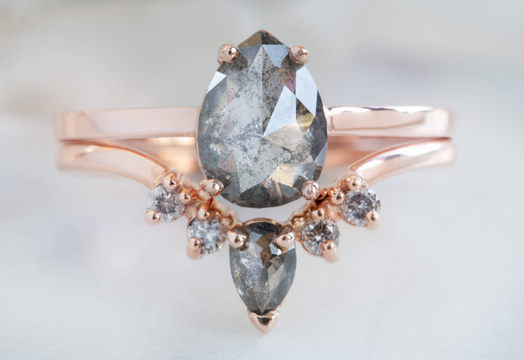 Rose Cut Salt + Pepper Diamond Engagement Ring