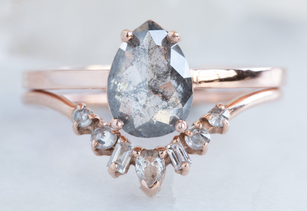 Rose Cut Salt + Pepper Diamond Engagement Ring