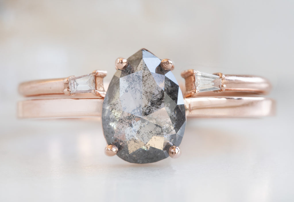 Rose Cut Salt + Pepper Diamond Engagement Ring