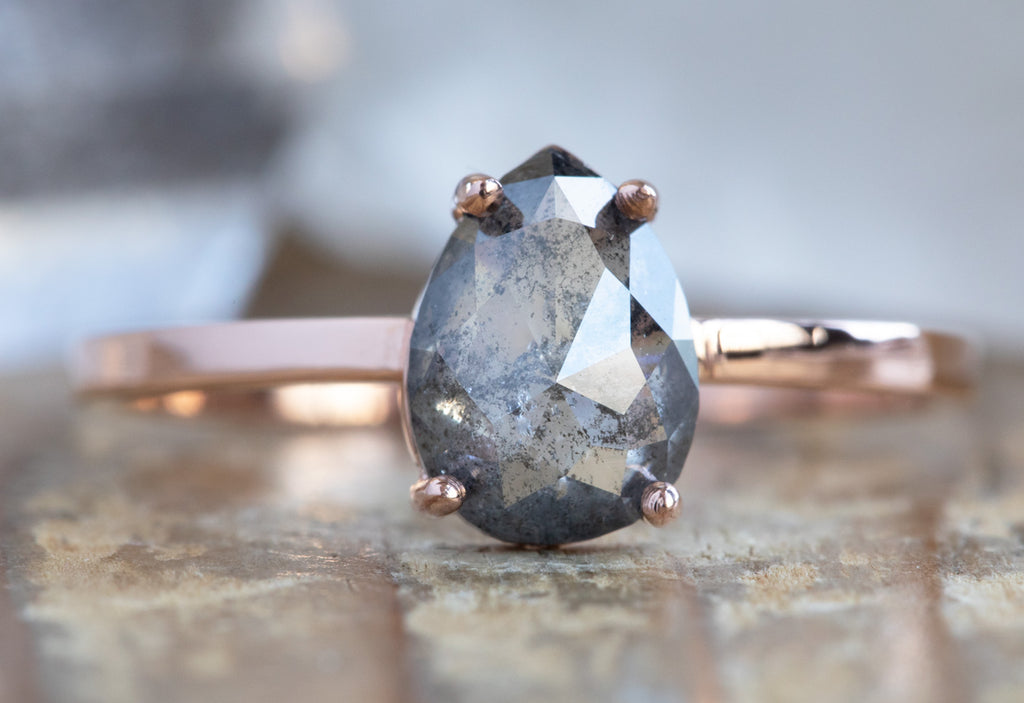 Rose Cut Salt + Pepper Diamond Engagement Ring