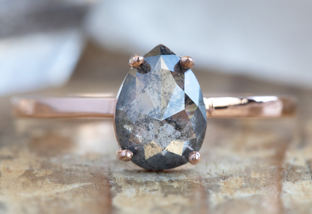 Rose Cut Salt + Pepper Diamond Engagement Ring