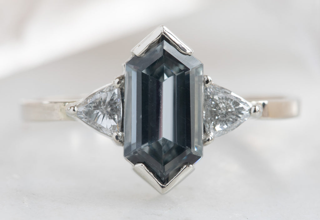 Three Stone Spinel + Diamond Engagement Ring