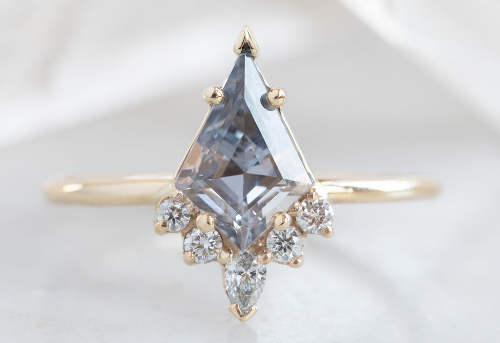 Kite-Shaped Spinel Engagement Ring with Attached Diamond Sunburst