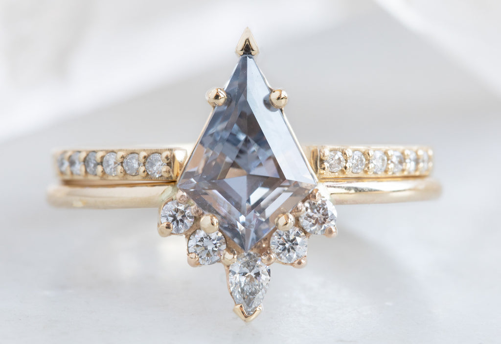 Kite-Shaped Spinel Engagement Ring with Attached Diamond Sunburst