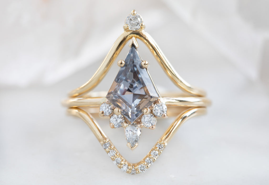 Kite-Shaped Spinel Engagement Ring with Attached Diamond Sunburst