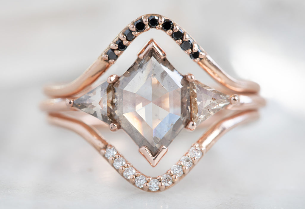 One Of A Kind Three-Stone Pale Pink Diamond Engagement Ring