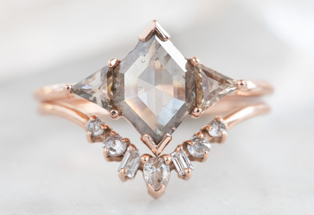 One Of A Kind Three-Stone Pale Pink Diamond Engagement Ring