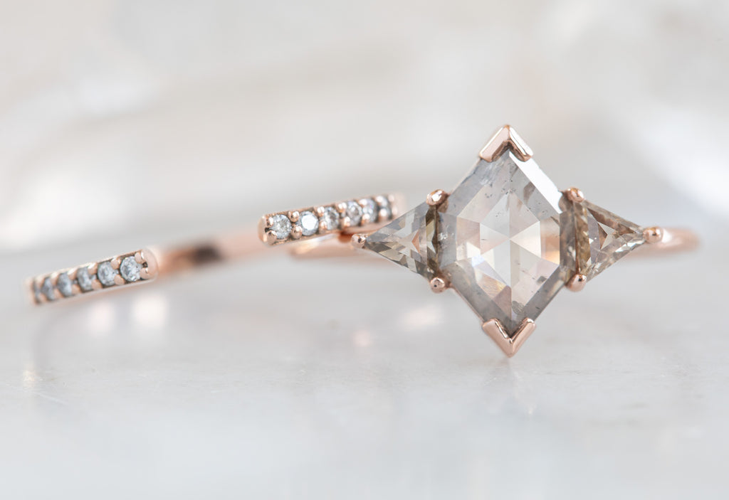 One Of A Kind Three-Stone Pale Pink Diamond Engagement Ring