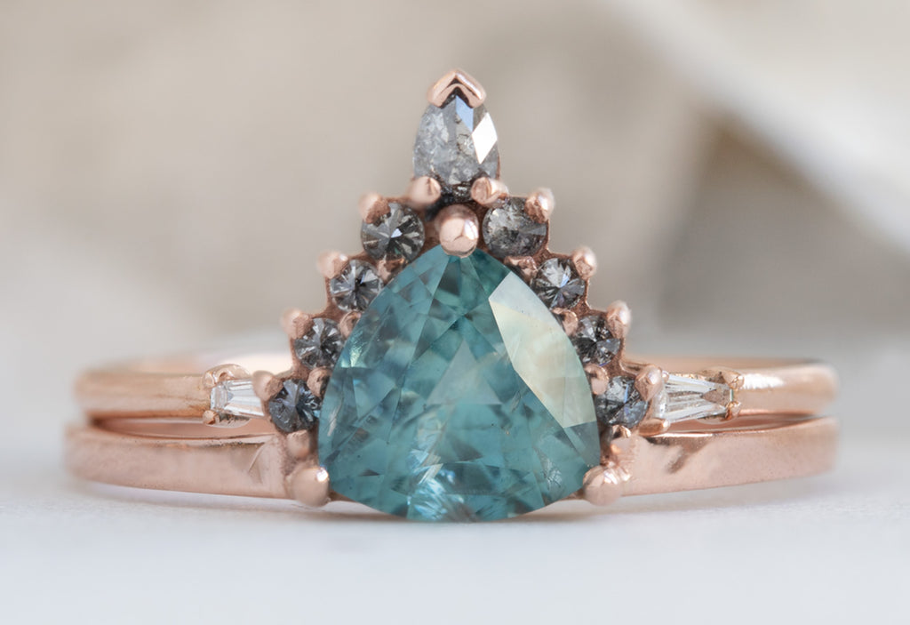 Trillion Cut Montana Sapphire with Attached Sunburst