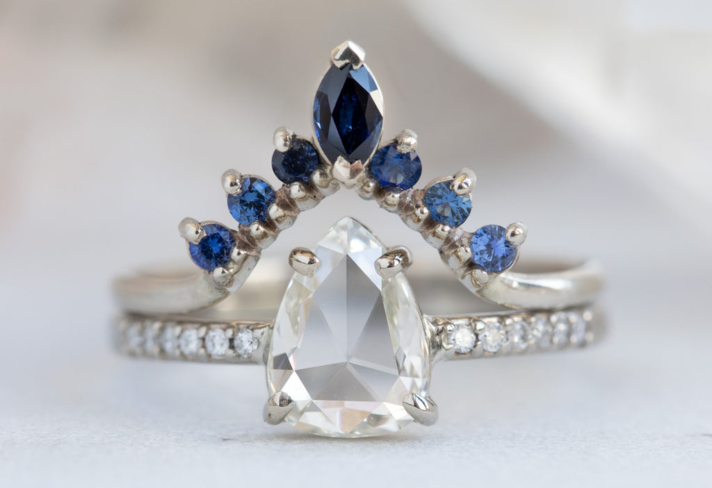 Pear Cut White Diamond Engagement Ring with Pavé Band