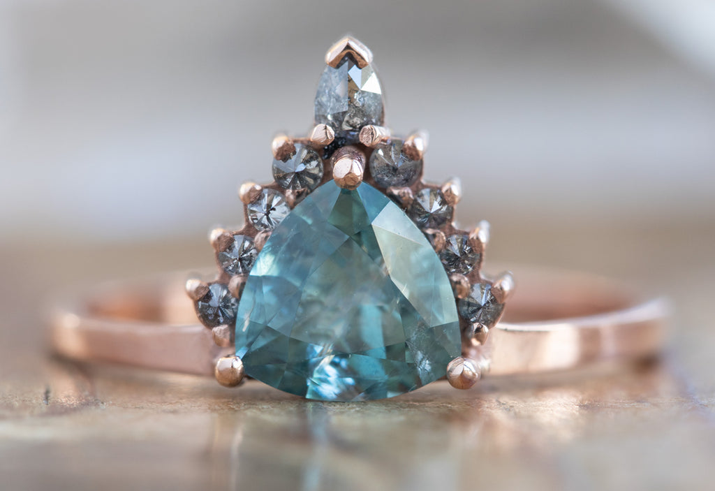 Trillion Cut Montana Sapphire with Attached Sunburst