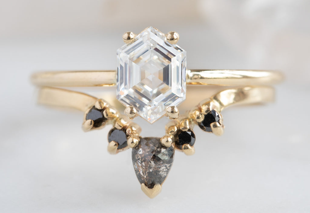 Hexagon-Cut White Diamond Engagement Ring