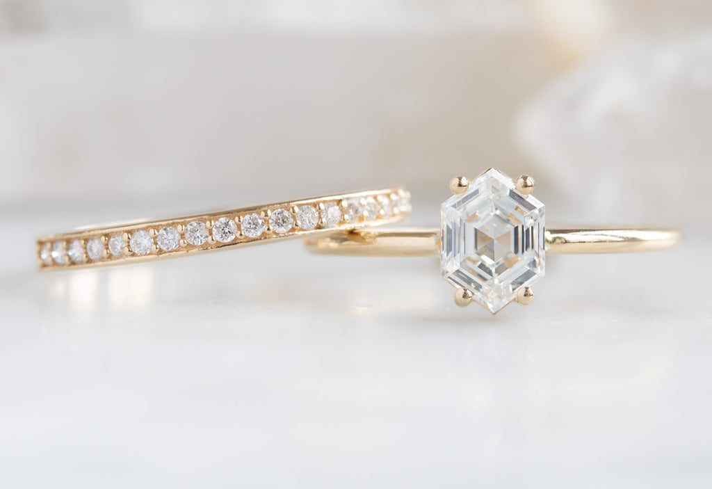 Hexagon-Cut White Diamond Engagement Ring