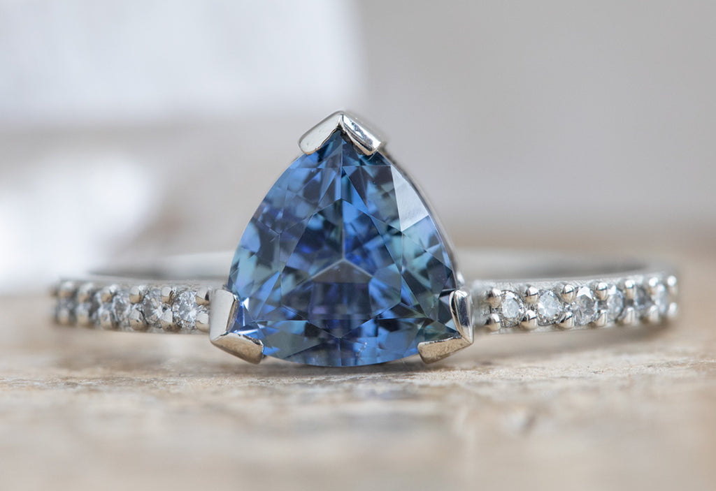 The Willow Ring with a Trillion-Cut Tanzanite