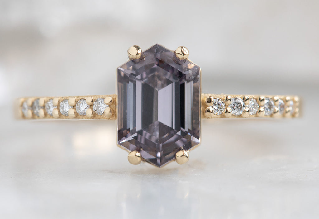 The Willow Ring with a Hexagon Sapphire