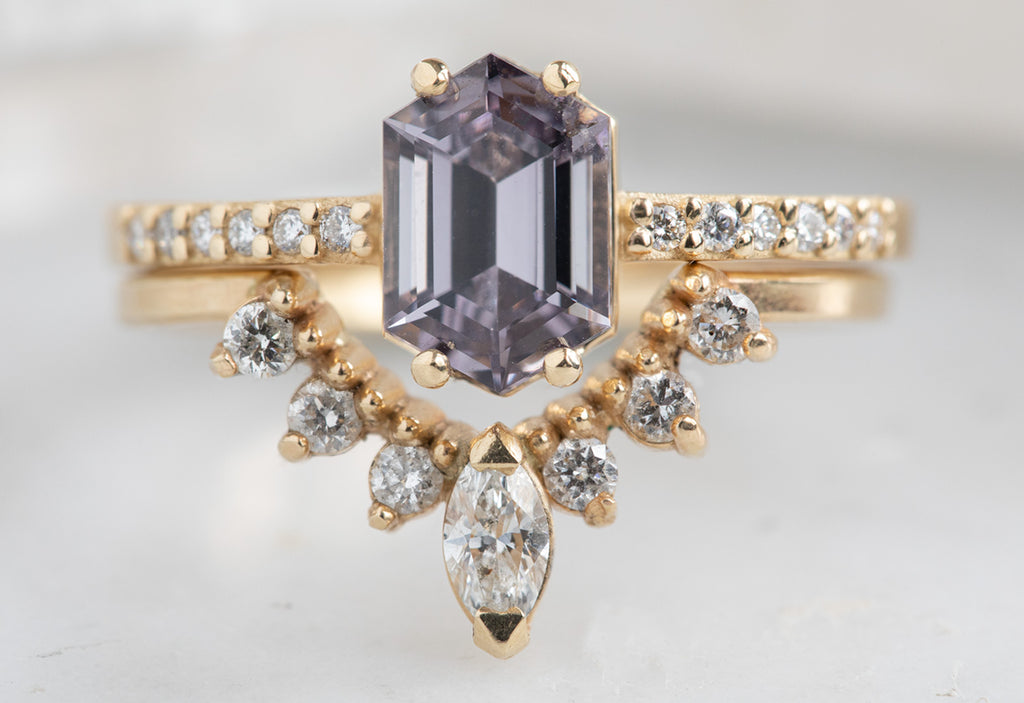 The Willow Ring with a Hexagon Sapphire