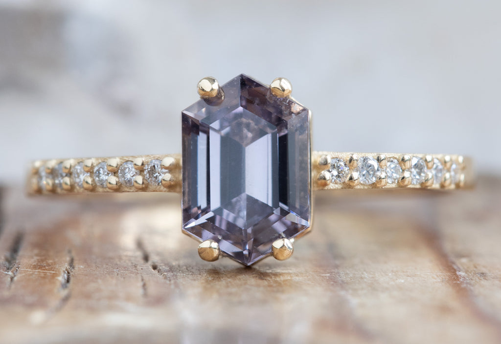 The Willow Ring with a Hexagon Sapphire