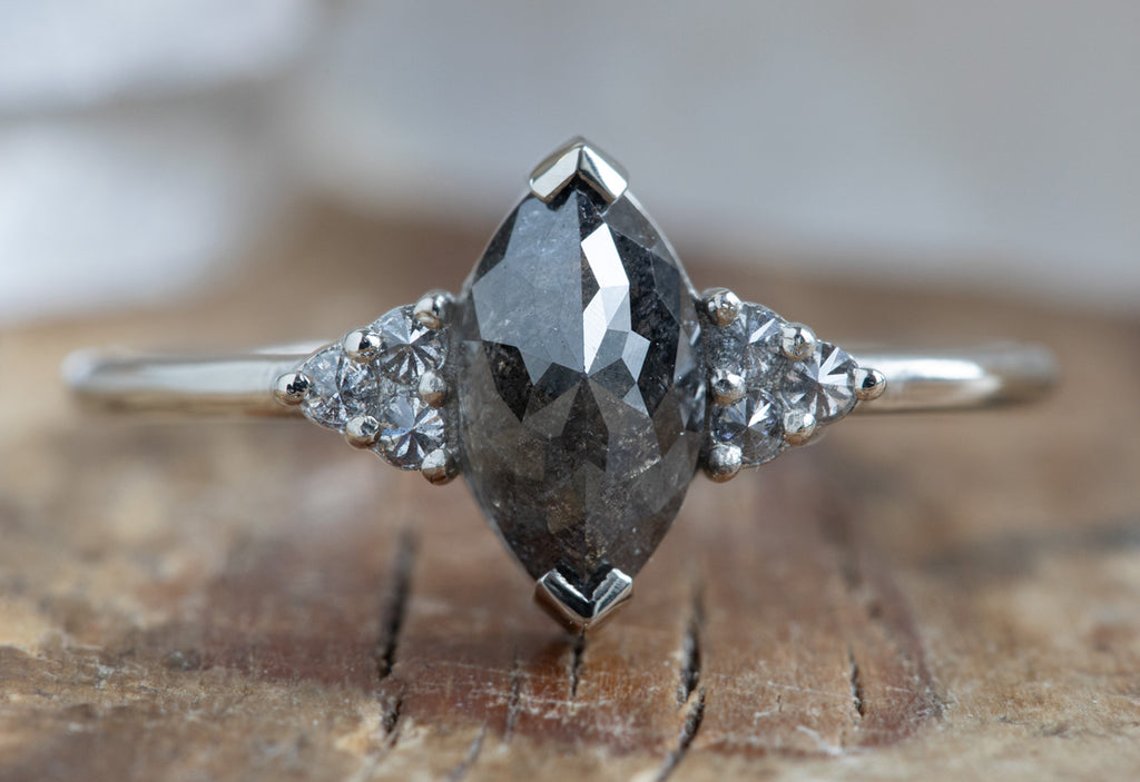 The Ivy Ring with a Marquise Black Diamond
