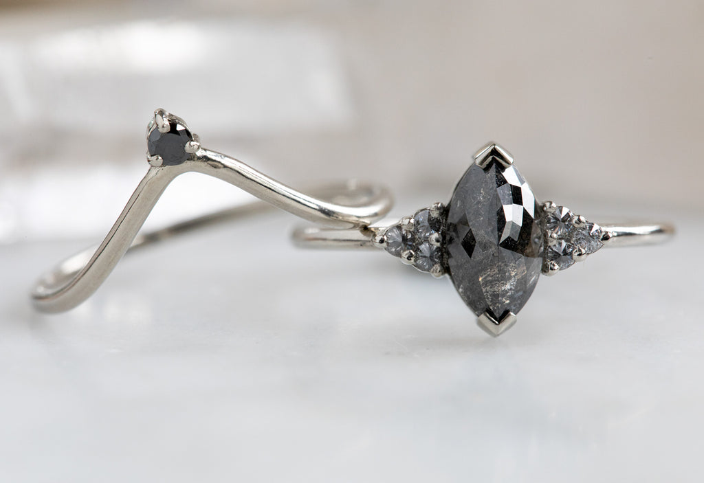 The Ivy Ring with a Marquise Black Diamond