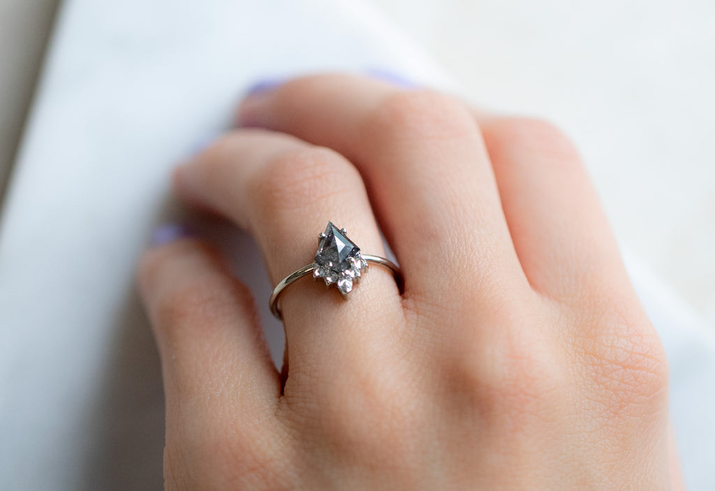 The Aster Ring with a Salt + Pepper Kite Diamond
