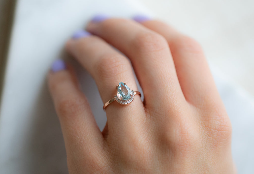 The Dahlia Ring with an Aquamarine