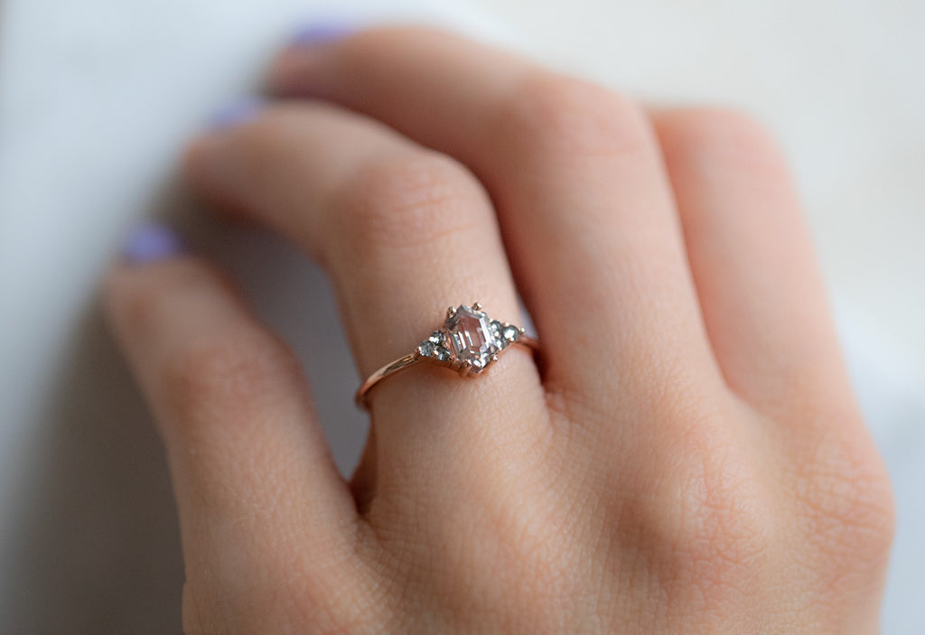 The Ivy Ring with a Hexagon-Cut Pink Sapphire 