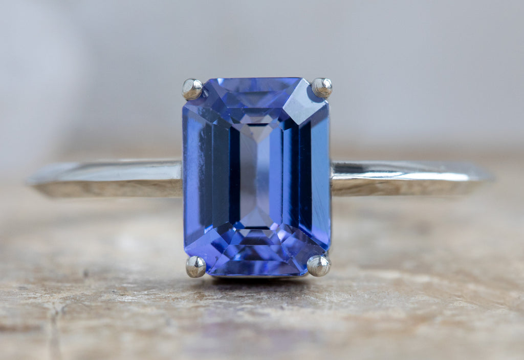 The Bryn Ring with an Emerald Cut Tanzanite