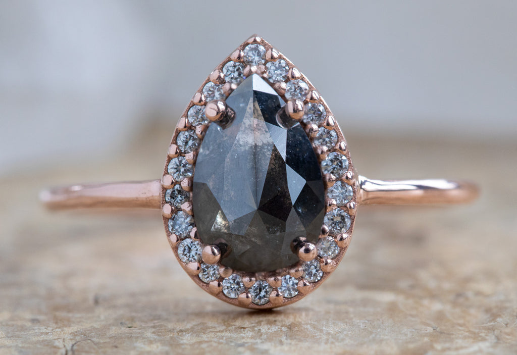 The Dahlia Ring with a Black Rose Cut Diamond