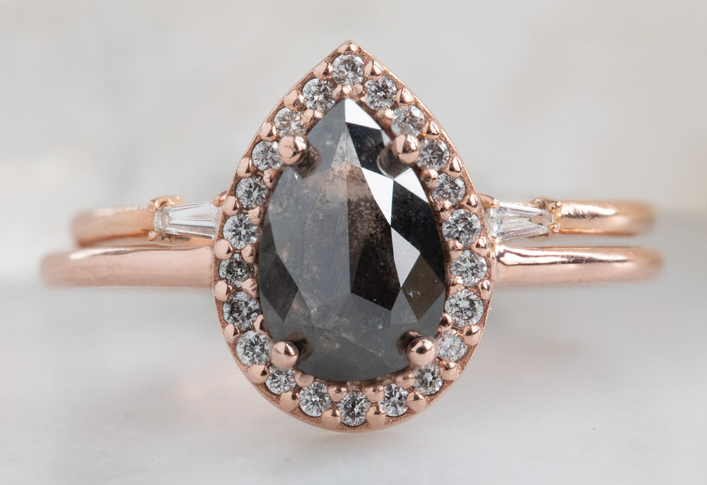 The Dahlia Ring with a Black Rose Cut Diamond