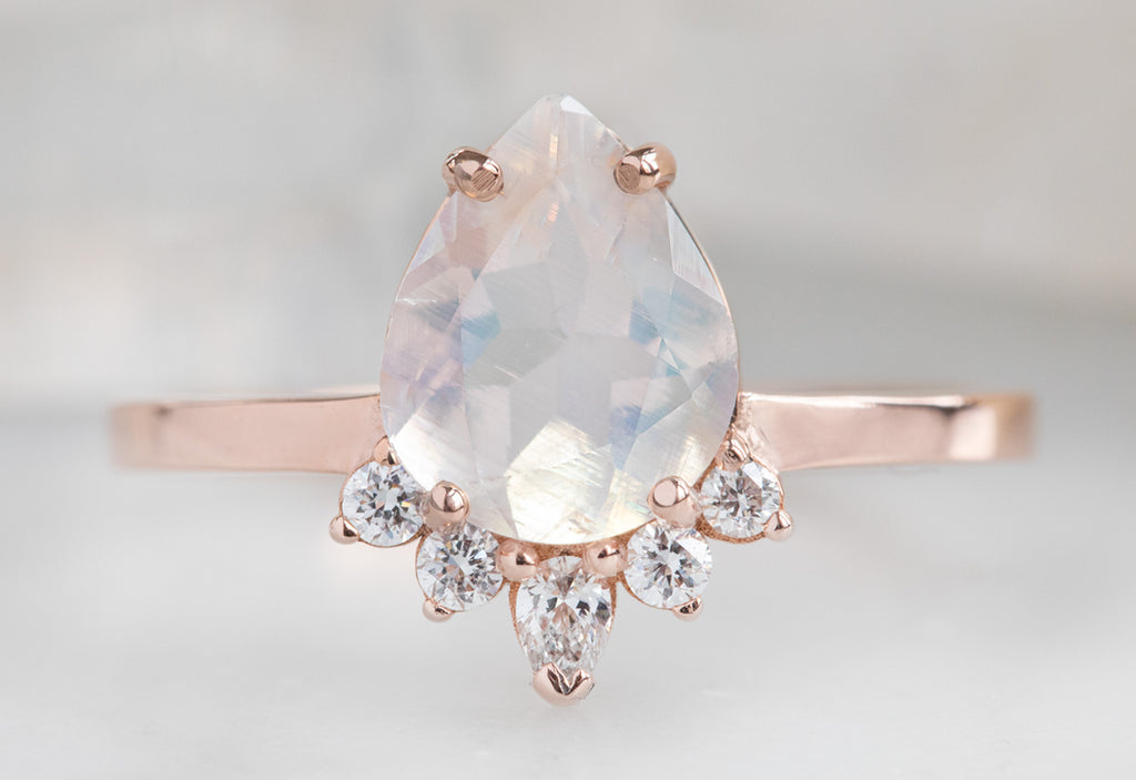 The Aster Ring with a Pear Cut Moonstone