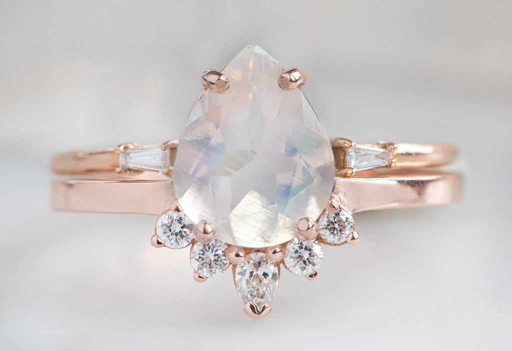 The Aster Ring with a Pear Cut Moonstone