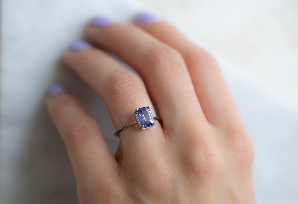 The Bryn Ring with an Emerald Cut Tanzanite