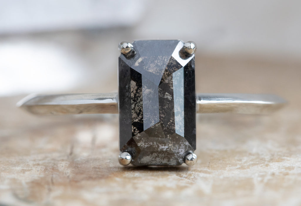 The Bryn Ring with an Emerald Cut Black Diamond