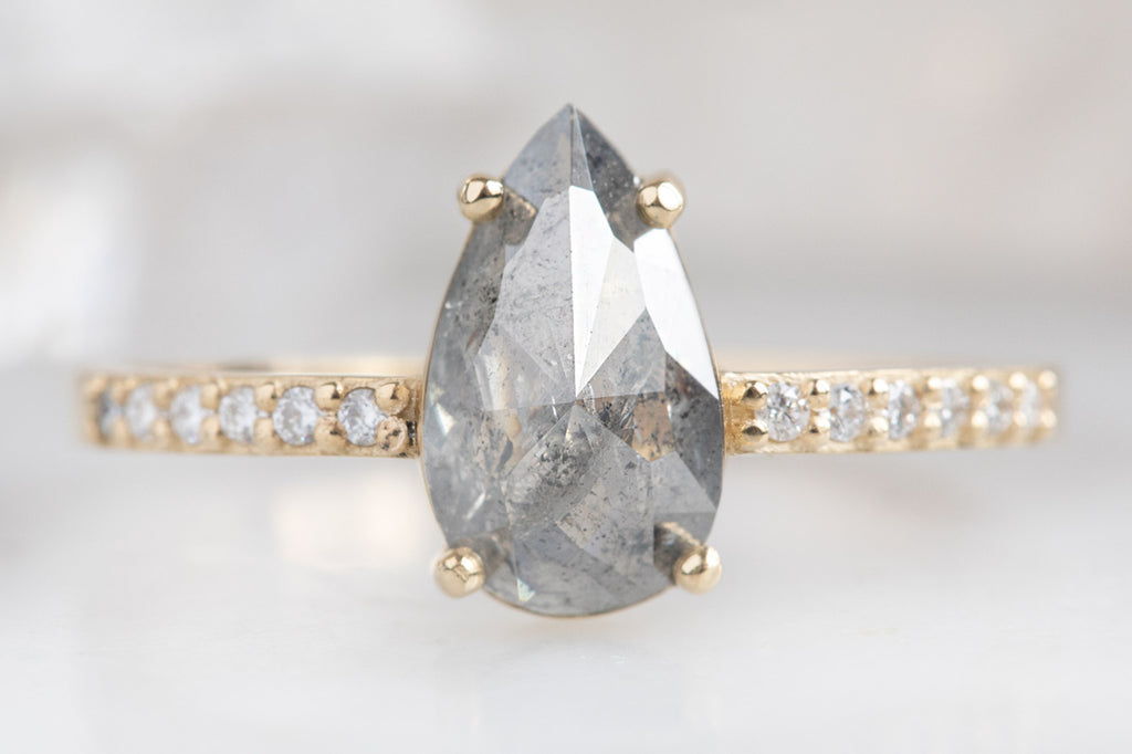 The Willow Ring with a Rose Cut Grey Diamond