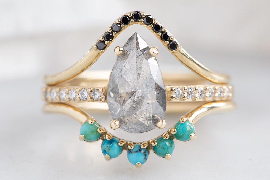 The Willow Ring with a Rose Cut Grey Diamond