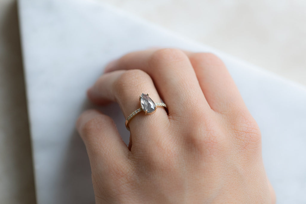The Willow Ring with a Rose Cut Grey Diamond
