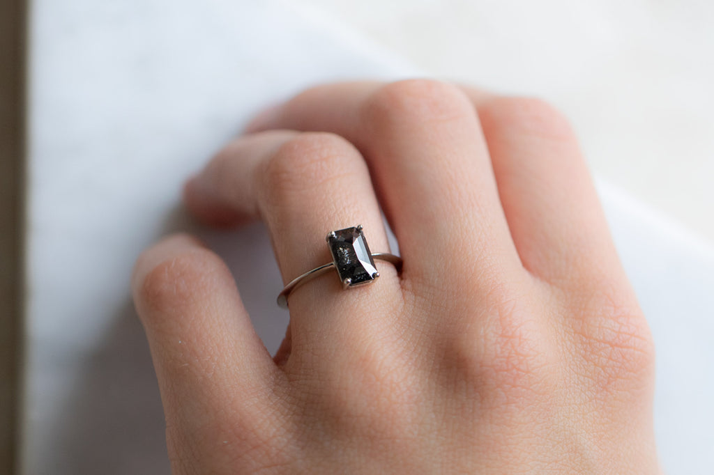 The Bryn Ring with an Emerald Cut Black Diamond