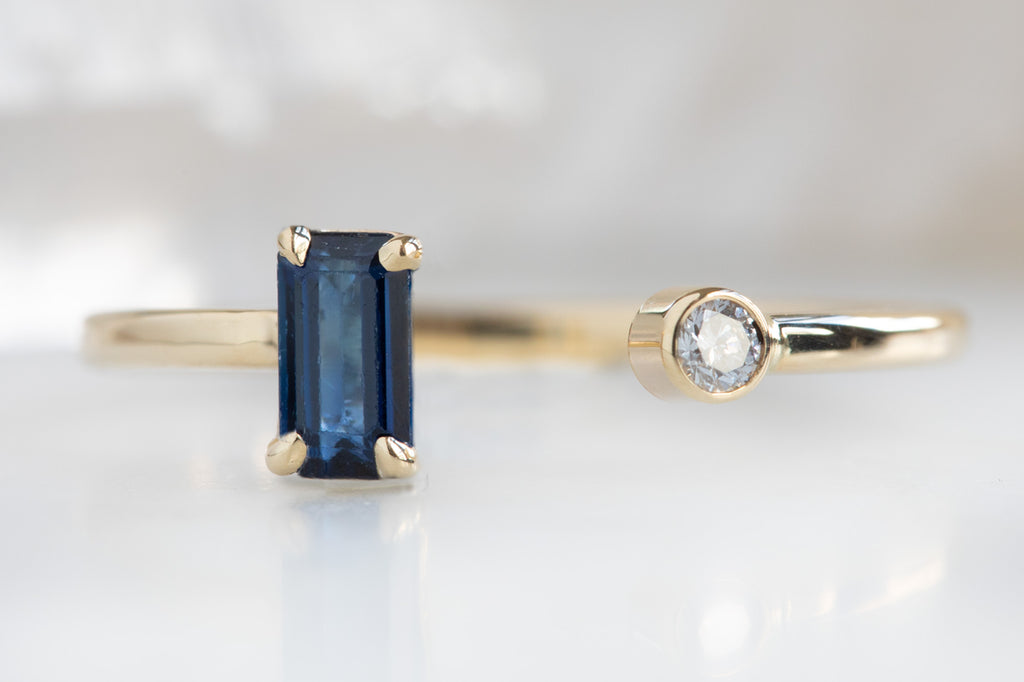 Open Cuff Sapphire + Diamond Ring