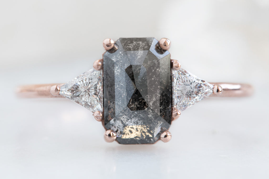 The Jade Ring with an Emerald Cut Diamond