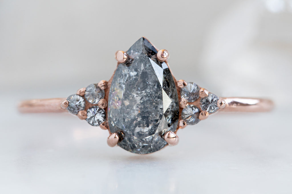 The Ivy Ring with a Pear Cut Black Diamond