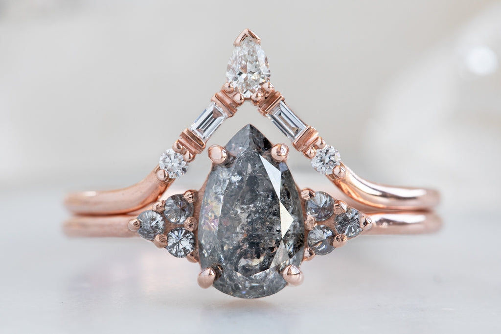 The Ivy Ring with a Pear Cut Black Diamond