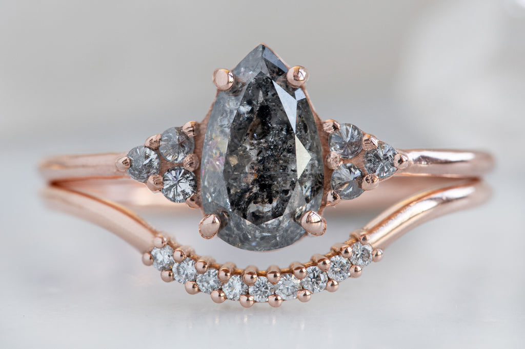 The Ivy Ring with a Pear Cut Black Diamond