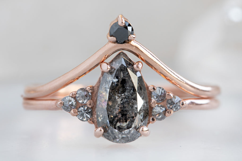 The Ivy Ring with a Pear Cut Black Diamond