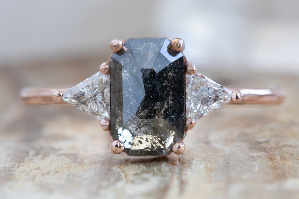 The Jade Ring with an Emerald Cut Diamond