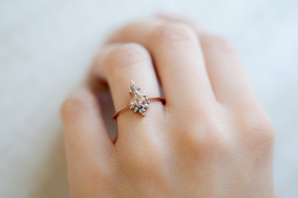 The Aster Ring with a Kite-Shaped Pink Sapphire
