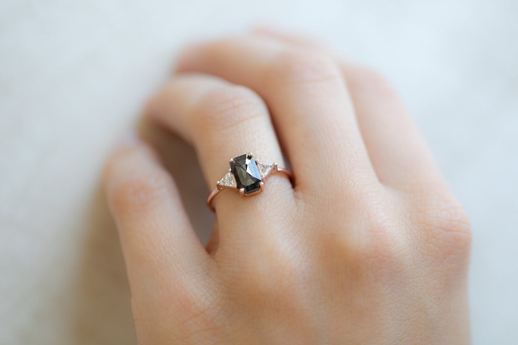 The Jade Ring with an Emerald Cut Diamond