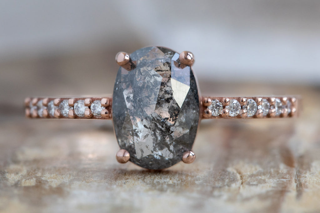 The Willow Ring with a Cushion Cut Black Diamond