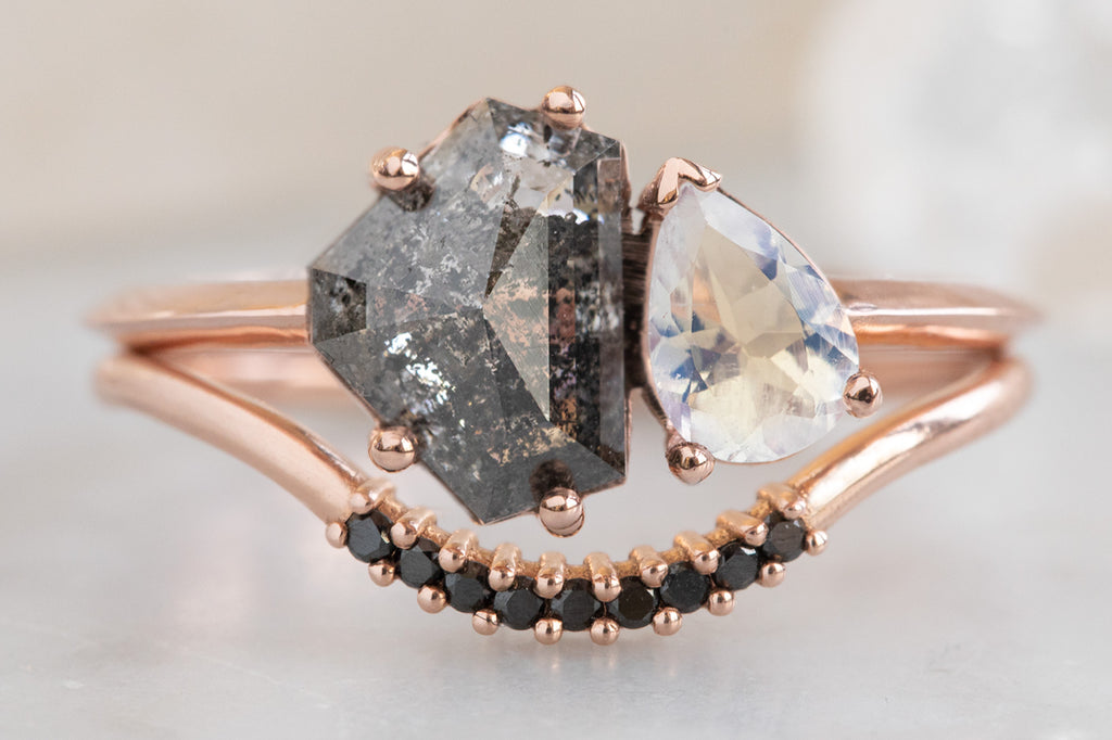 The You + Me Ring with Black Diamond + Moonstone
