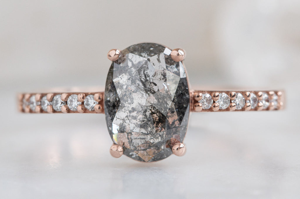 The Willow Ring with a Cushion Cut Black Diamond